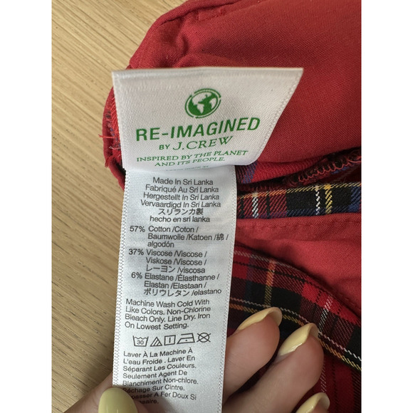 J.CREW Kelsey Holiday Pants Size 2 Red Tartan Plaid Ankle Crop Stretch 2196 - Picture 9 of 9